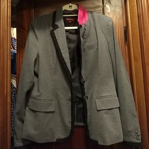 Target Merona Gray Blazer with Pink Collar Trim